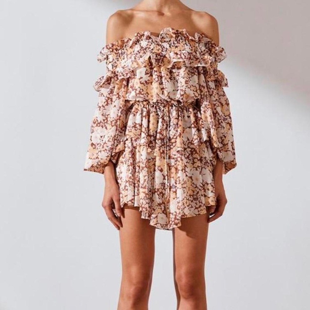 Shona Joy Floral Off-Shoulder Ruffle Dress size‎ 2